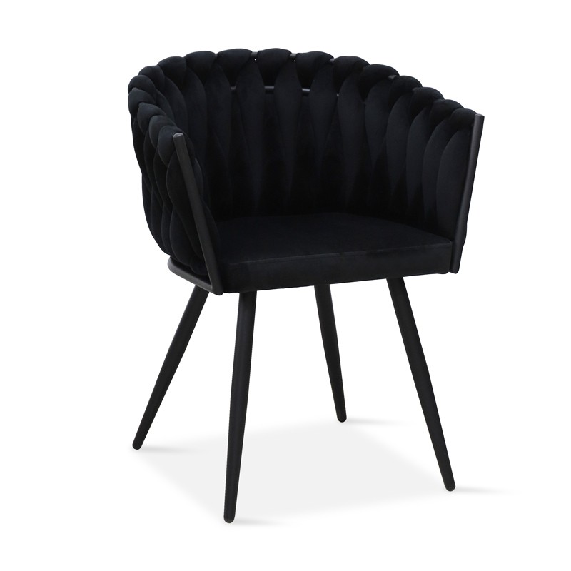 Modern Dining Room Velvet Dining Chairs with Black Powder Coating 
