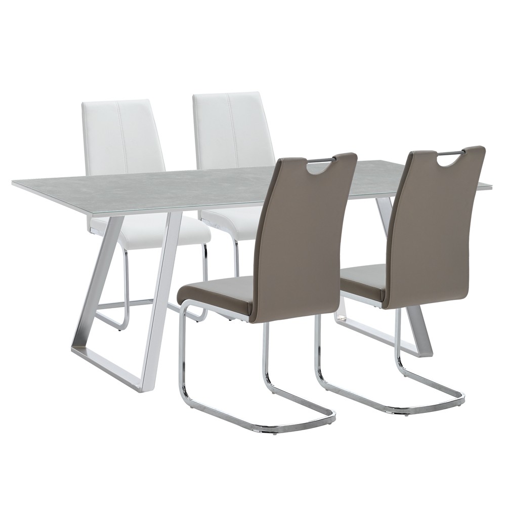 Modern Dining Table and PU leather Chair Set
