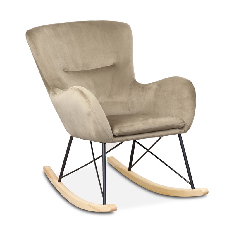 Velvet Fabric  Solid Wood Frame Rocking Chair