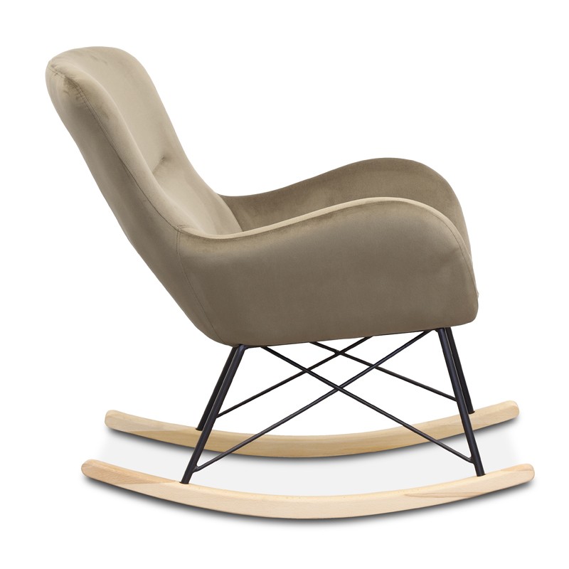 Velvet Fabric  Solid Wood Frame Rocking Chair