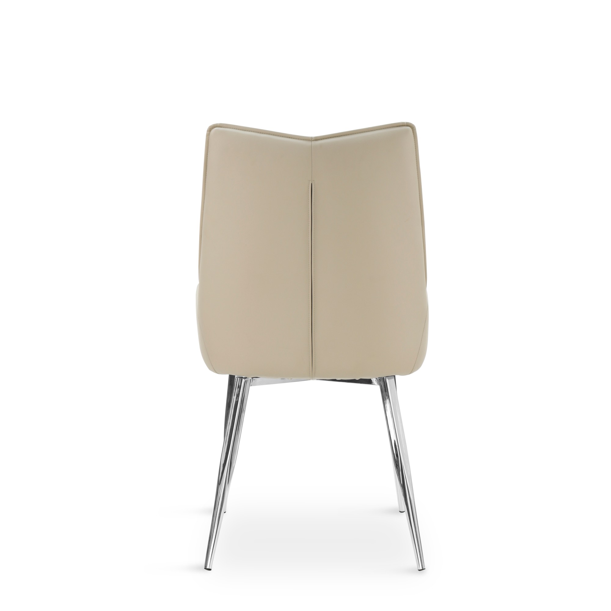 Beige PU Dining Chair with Chromed Legs for Dining Room