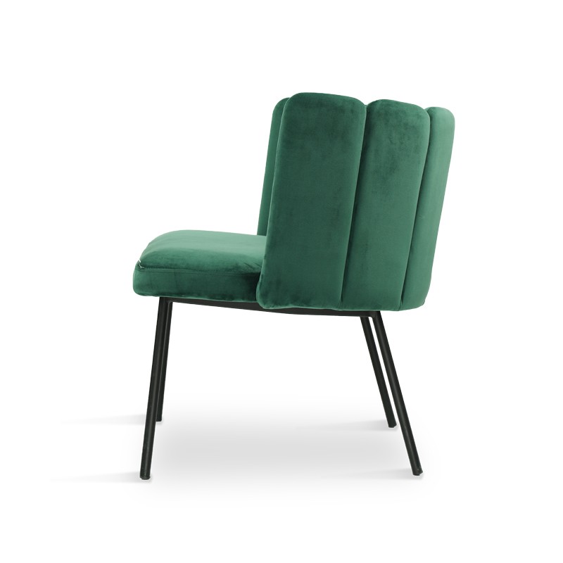 Modern Green Velvet  Upholstered Dining Chair with Polished Gold Metal Legs